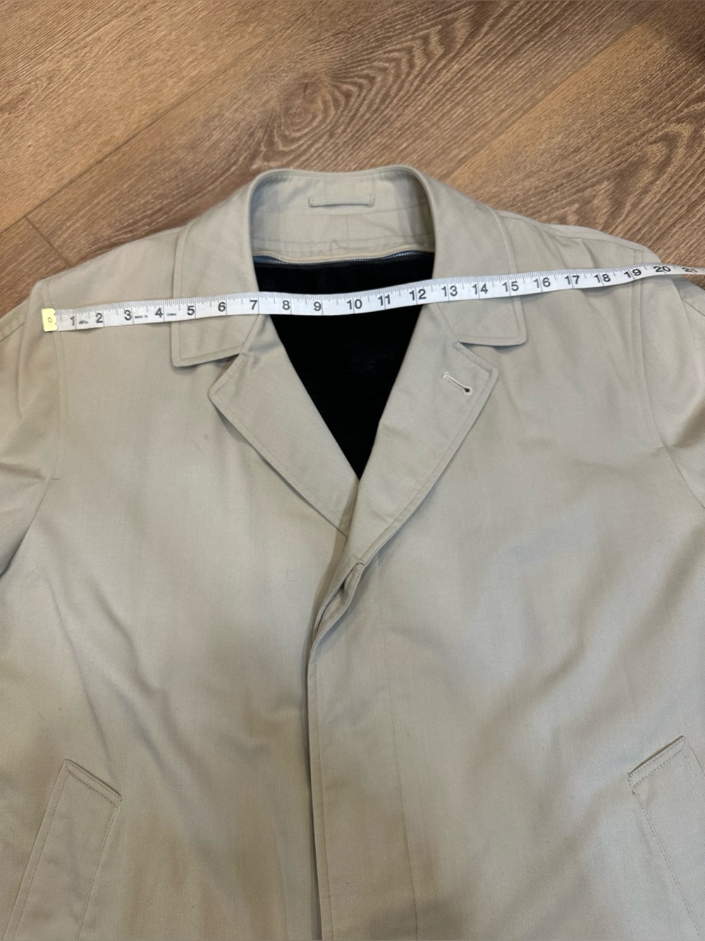 Men's Beige / khaki Trench Coat - Classic Single-Breasted faux fur lining sz 44 - Picture 7 of 15